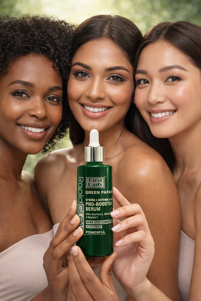 First Lady Rapid Glow Green Papaya PRO Booster Serum 60ml - With Green Papaya Extract, Niacinamide, Bearberry, Mulberry & Vitamin C | Daily Face & Body Serum– Dark Spot & Hyperpigmentation Booster