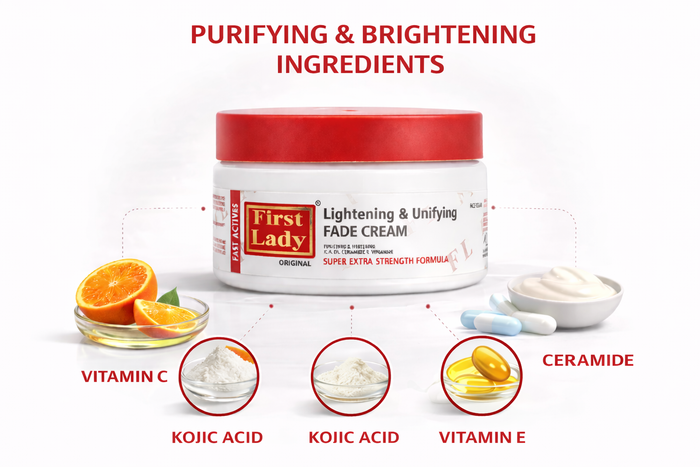 First Lady Red Brightening Glow Cream 200ml With Kojic Acid, Ceramides, Vitamin C & Vitamin E | Daily Face & Body Moisturising Cream