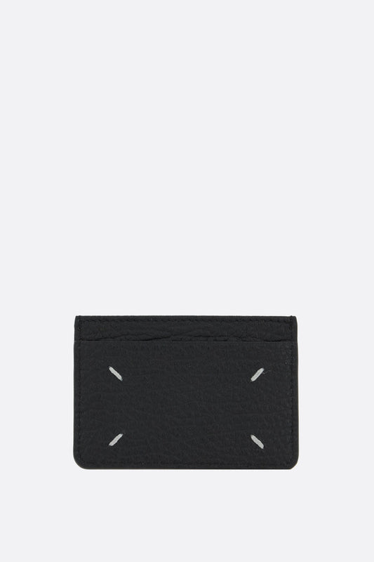 Four Stitches card case in grainy leather