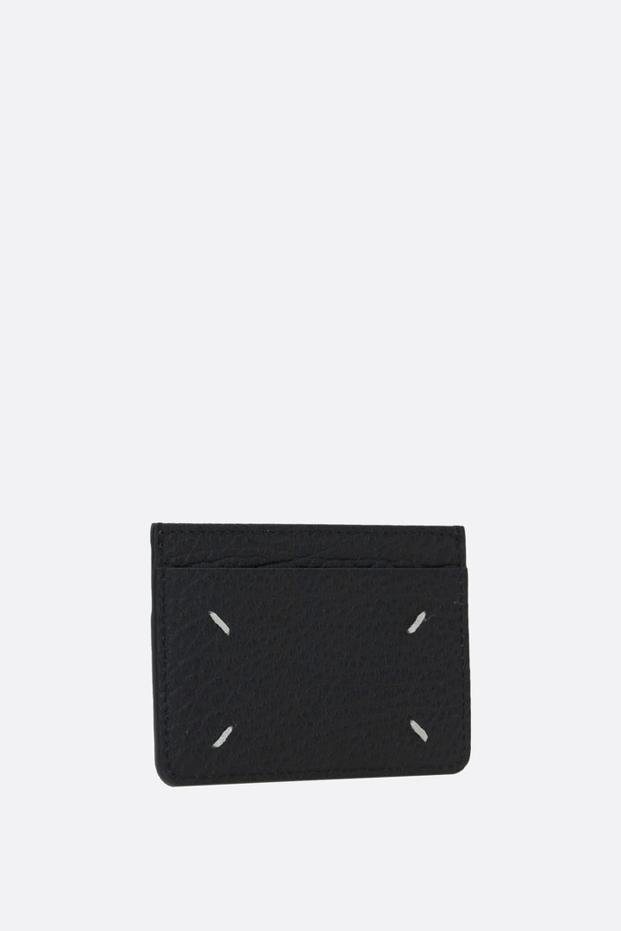 Four Stitches card case in grainy leather
