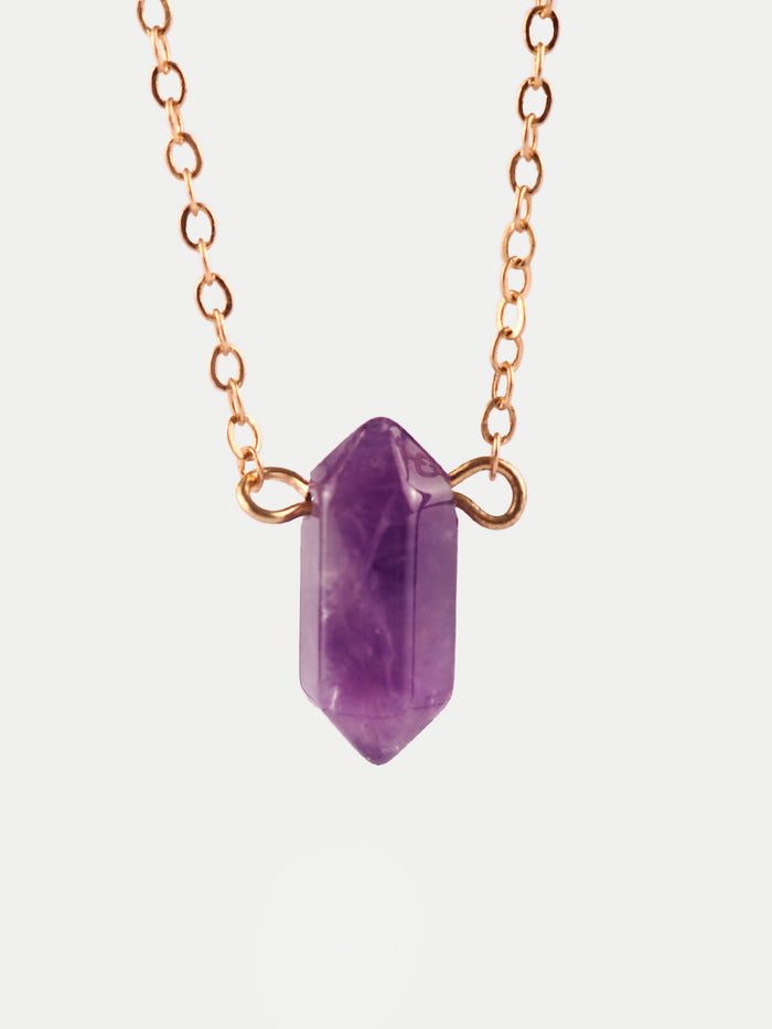Gemstone Double Point Pendant | Amethyst-Image 1