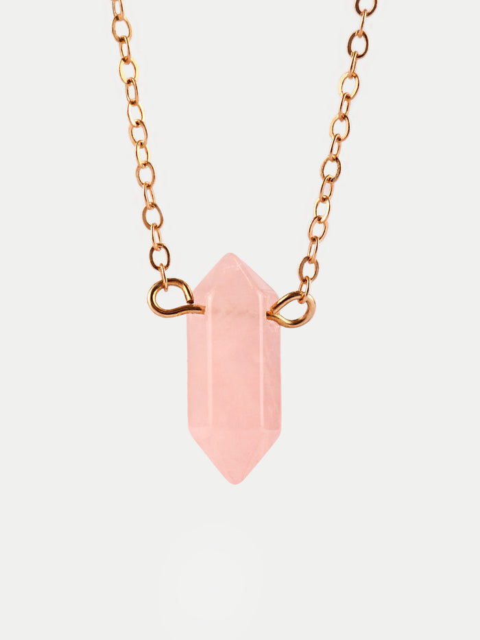 Gemstone Double Point Pendant | Rose Quartz-Image 1