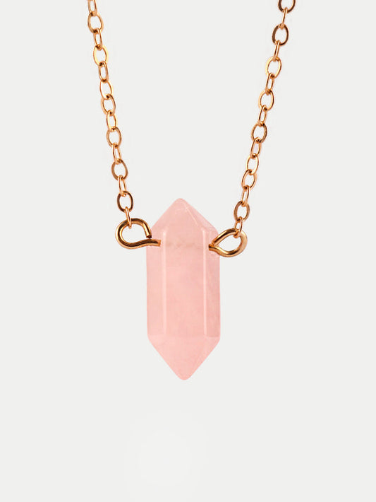 Gemstone Double Point Pendant | Rose Quartz-Image 1