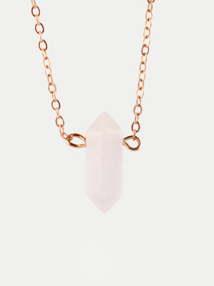 Gemstone Double Point Pendant | Rock Quartz-Image 1