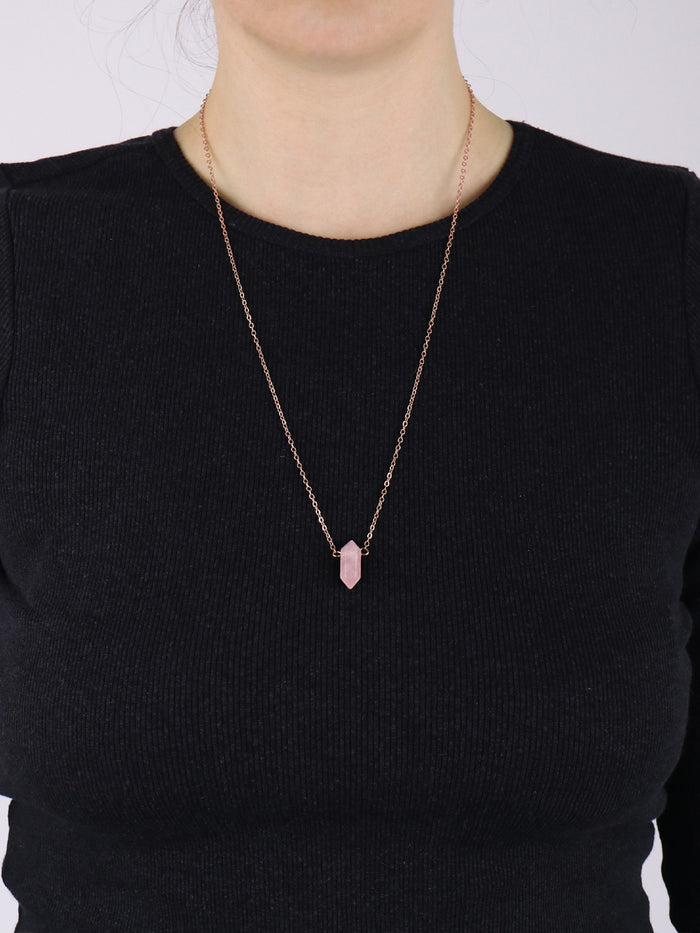 Gemstone Double Point Pendant | Rose Quartz-Image 2