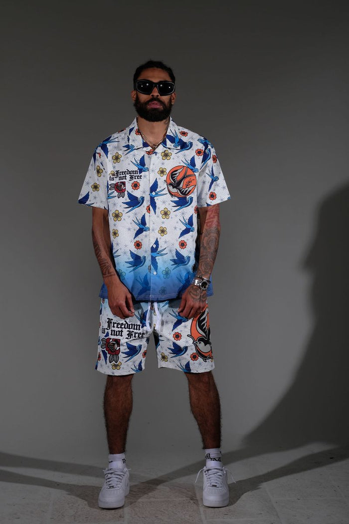 GENUINE "FREEDOM'S NOT FREE" WOVEN SHORT SET - GN5022 - WHITE