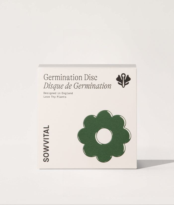 Sowvital germination disc packaging on a white background.