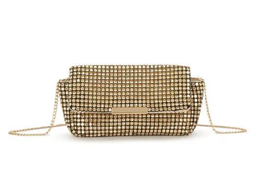 Gold Diamante Mini Clutch Bag