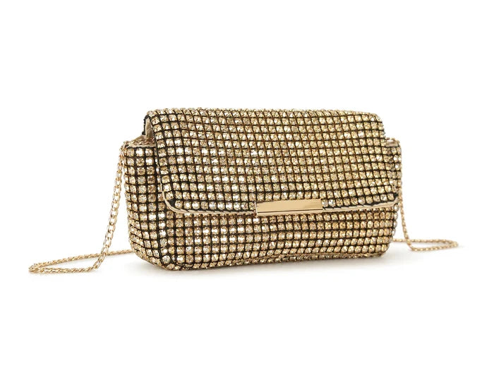 Gold Diamante Mini Clutch Bag