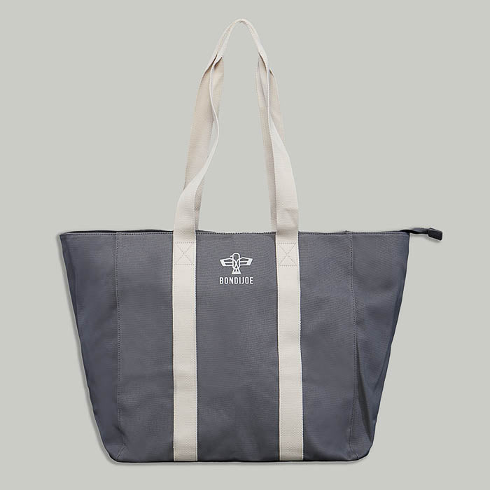 Gray Large Canvas Beach Bag