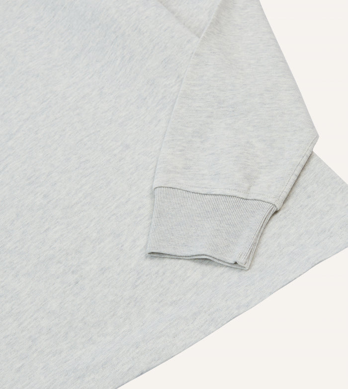 Grey Melange Jersey Cotton Long-Sleeve Polo Shirt