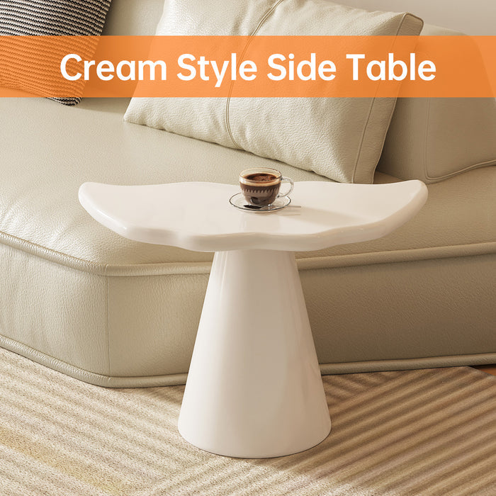 Guyii Irregular Side Table, Cream White End Table, Small Sofa Table