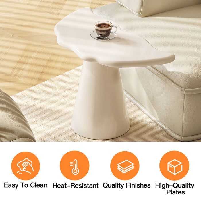 Guyii Irregular Side Table, Cream White End Table, Small Sofa Table