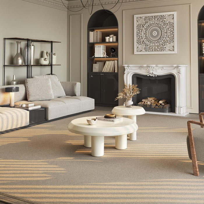 Compact side table adds versatility to the larger coffee table in this modern nesting set.