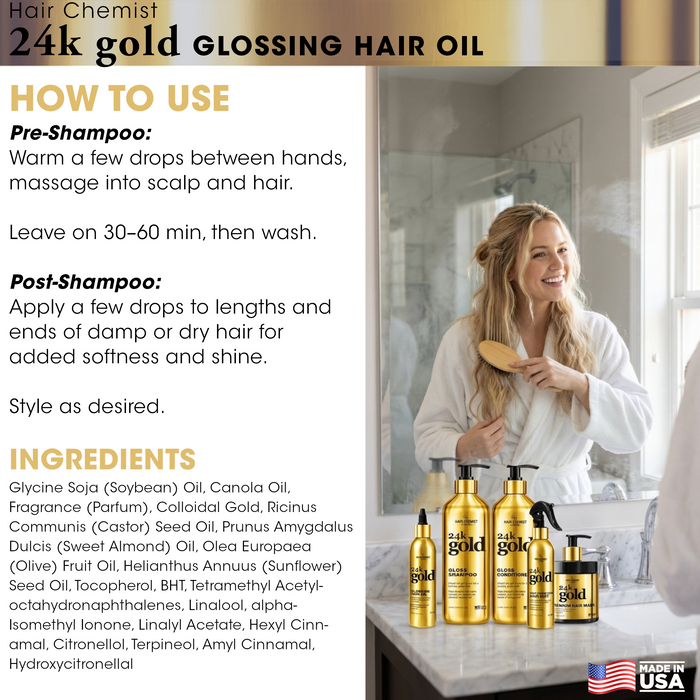 Hair Chemist 24k Gold Glossing Hair Oil 4 Ounce