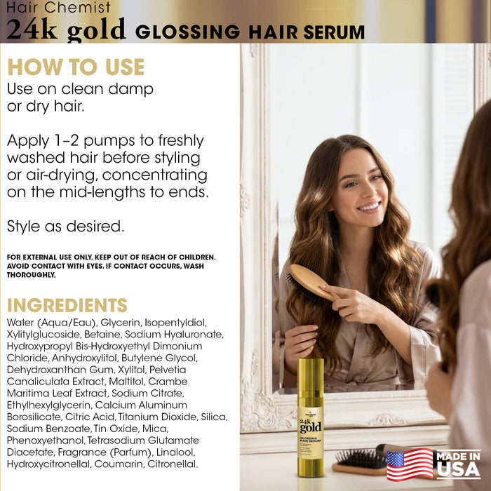 Hair Chemist 24k Gold Glossing Hair Serum 3 oz.