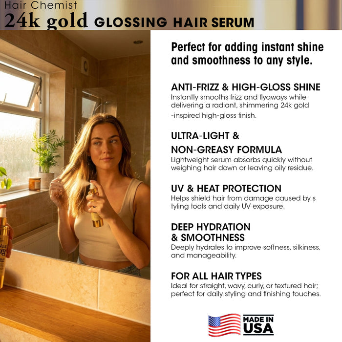 Hair Chemist 24k Gold Glossing Hair Serum 3 oz.