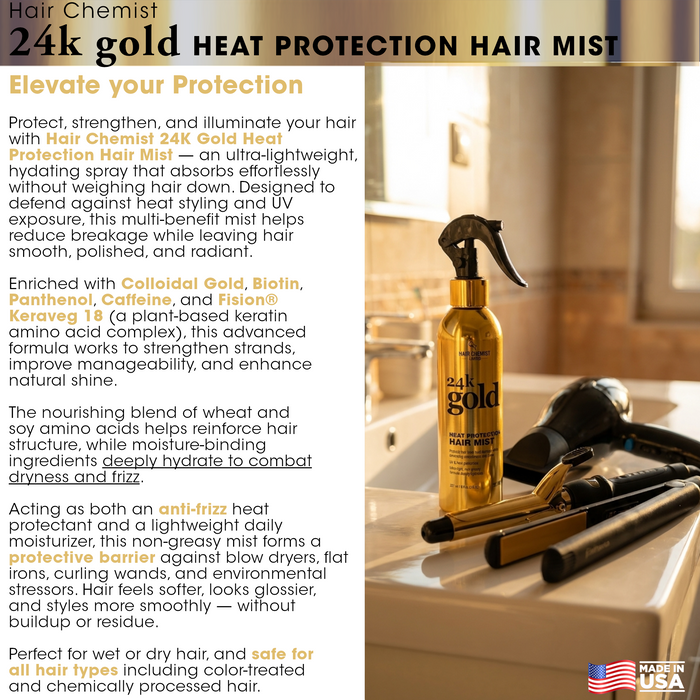 Hair Chemist 24k Gold Heat Protection Hair Mist 8 ounce