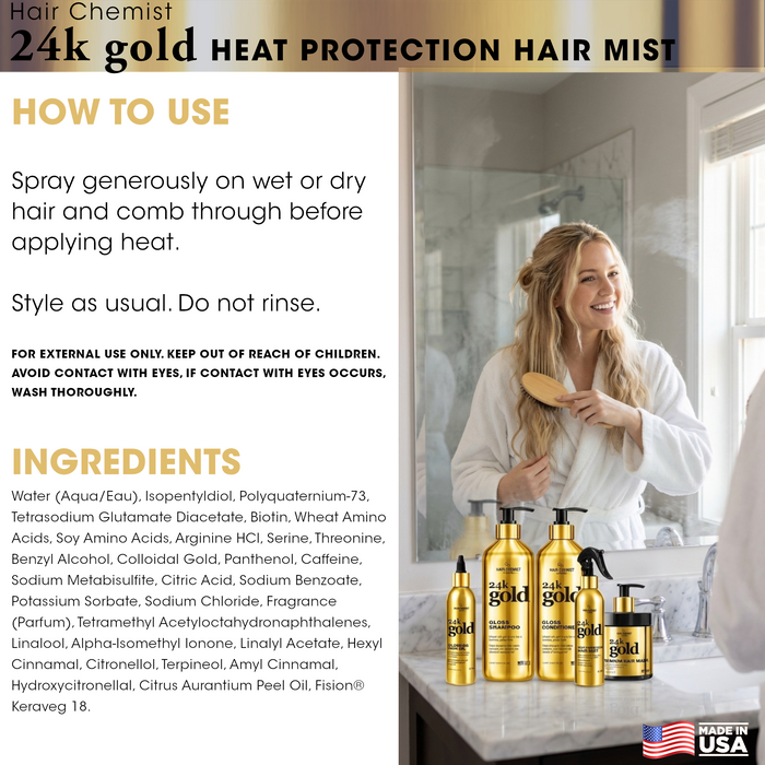 Hair Chemist 24k Gold Heat Protection Hair Mist 8 ounce