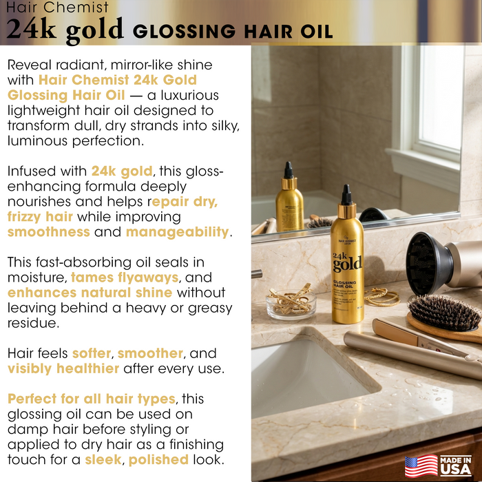 Hair Chemist 24K Gold Shampoo 33.8oz, Conditioner 33.8oz & Hair Oil 8oz 3-PC Set