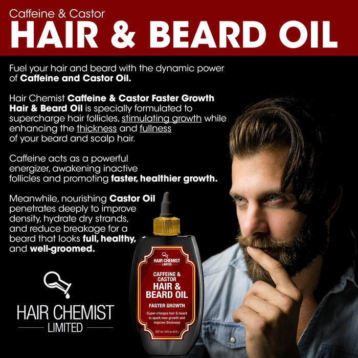 Hair Chemist Caffeine & Castor Faster Growth Hair & Beard Oil 8 oz.