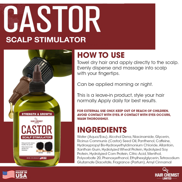 Hair Chemist Castor Strength & Growth Scalp Stimulator 12 oz.