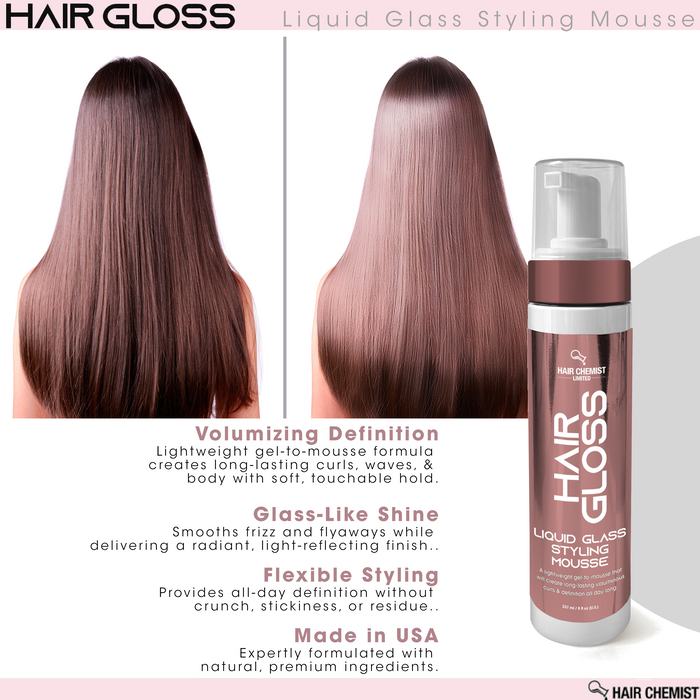 Hair Chemist Hair Gloss Liquid Glass Styling Mousse 8 oz.