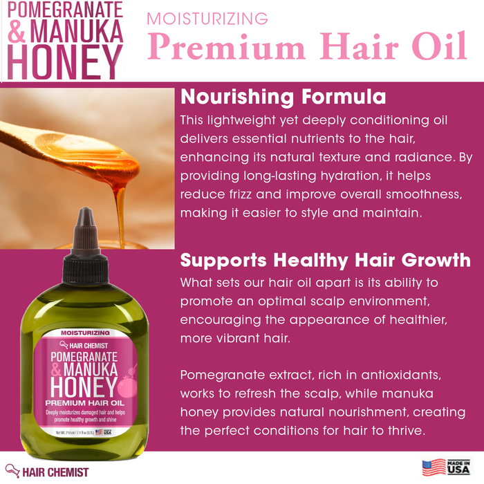 Hair Chemist Pomegranate & Manuka Honey Moisturizing Premium Hair Oil 7.1 oz.