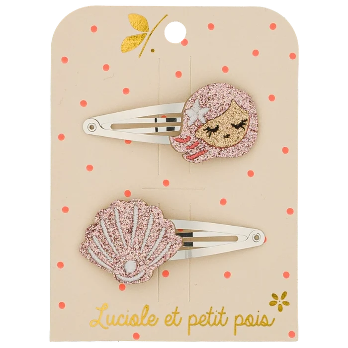 Luciole Et Petit Pois - Hair Clips - Pearly The Mermaid - Set Of 2