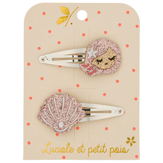 Luciole Et Petit Pois - Hair Clips - Pearly The Mermaid - Set Of 2