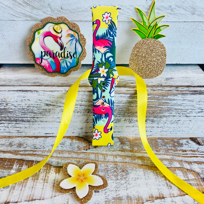 Hawaiian Flamingo Print Silicone Band For Fitbit Versa 1/2