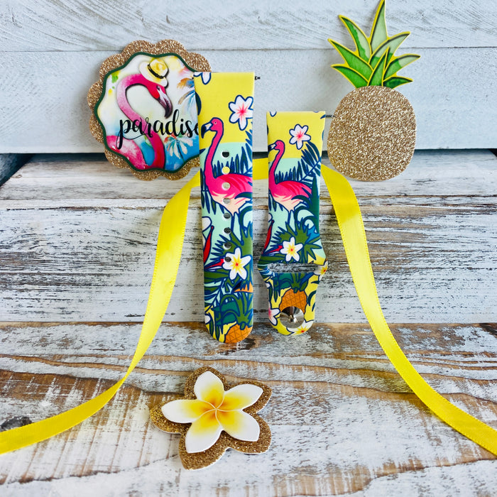 Hawaiian Flamingo Print Silicone Band For Fitbit Versa 1/2