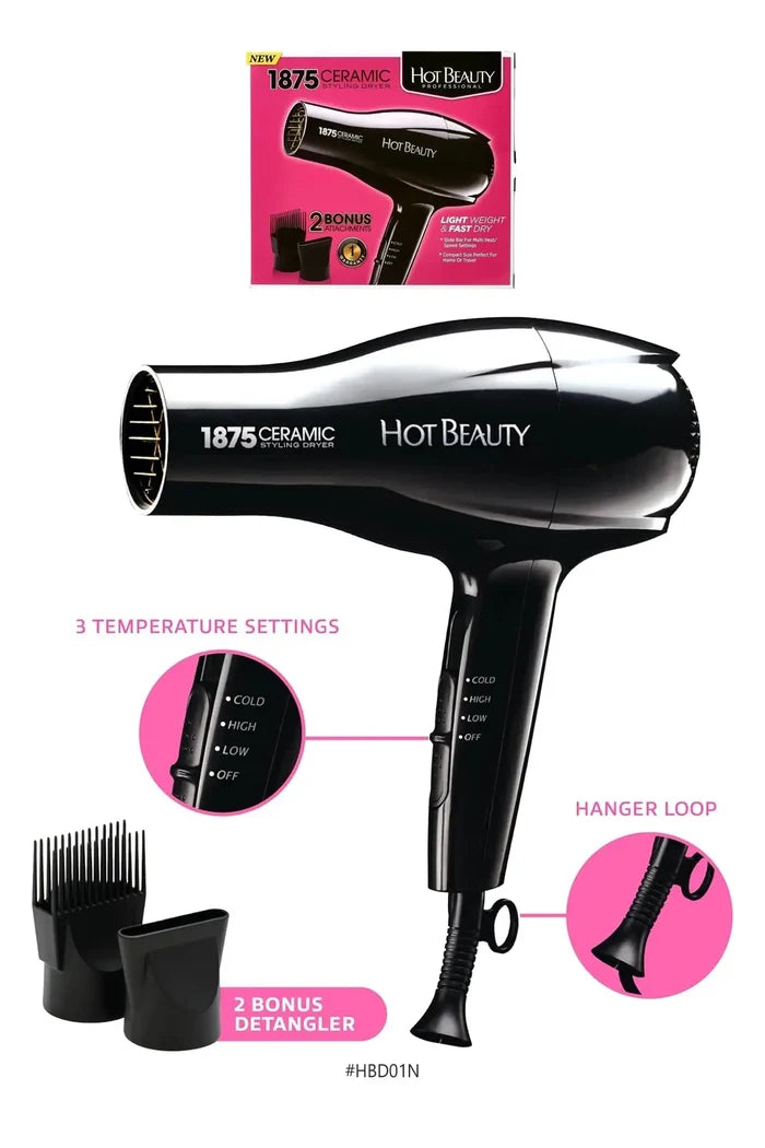 HOT BEAUTY 1875 CERAMIC STYLING DRYER HOT BEAUTY