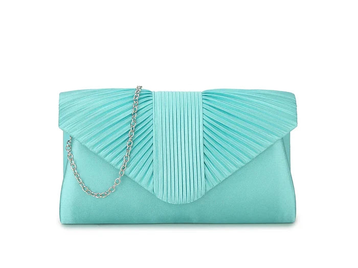 Jelly Mint Satin Ruffled Clutch Bag