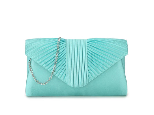 Jelly Mint Satin Ruffled Clutch Bag