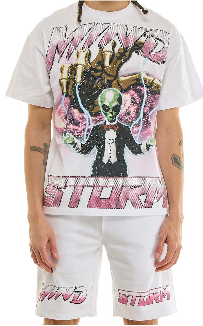 KDNK "MIND STORM" SHORT SET - KNC035 - WHITE