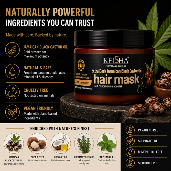 KEISHA Jamaican Black Castor Oil Hair Mask 200ml | Deep Repair, Growth & Anti Hair Fall Treatment for Dry, Damaged & Frizzy Hair