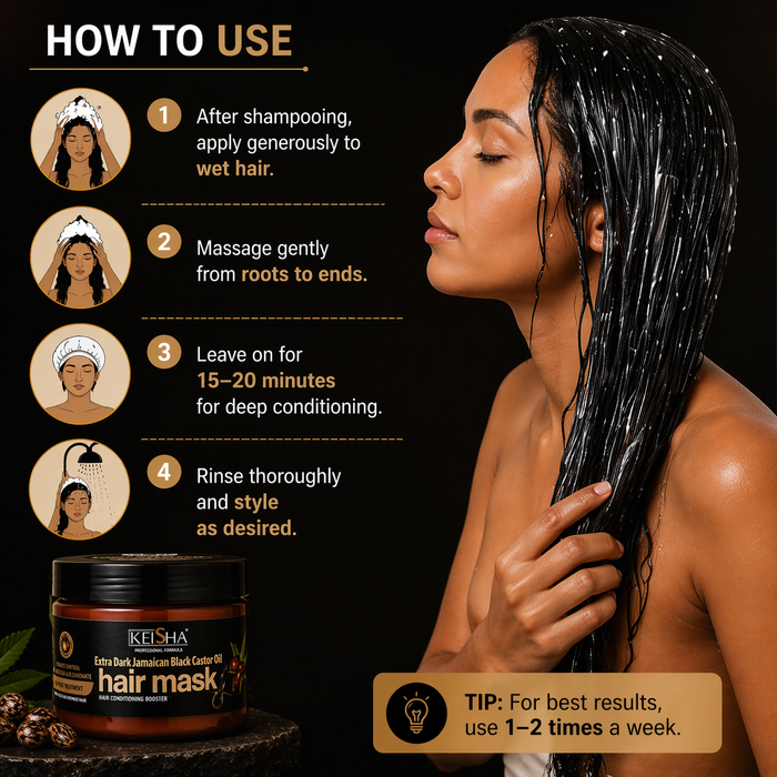 KEISHA Jamaican Black Castor Oil Hair Mask 200ml | Deep Repair, Growth & Anti Hair Fall Treatment for Dry, Damaged & Frizzy Hair