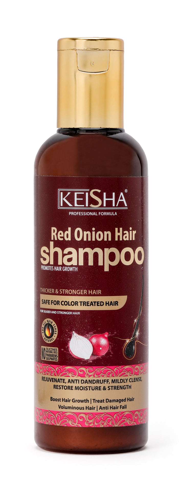 KEISHA Professional Red Onion Hair Shampoo 200ml + Free Peach Hair Drying Turban Cap #12049