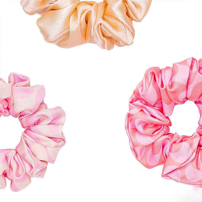 L'amour Satin Scrunchies- Set of 3