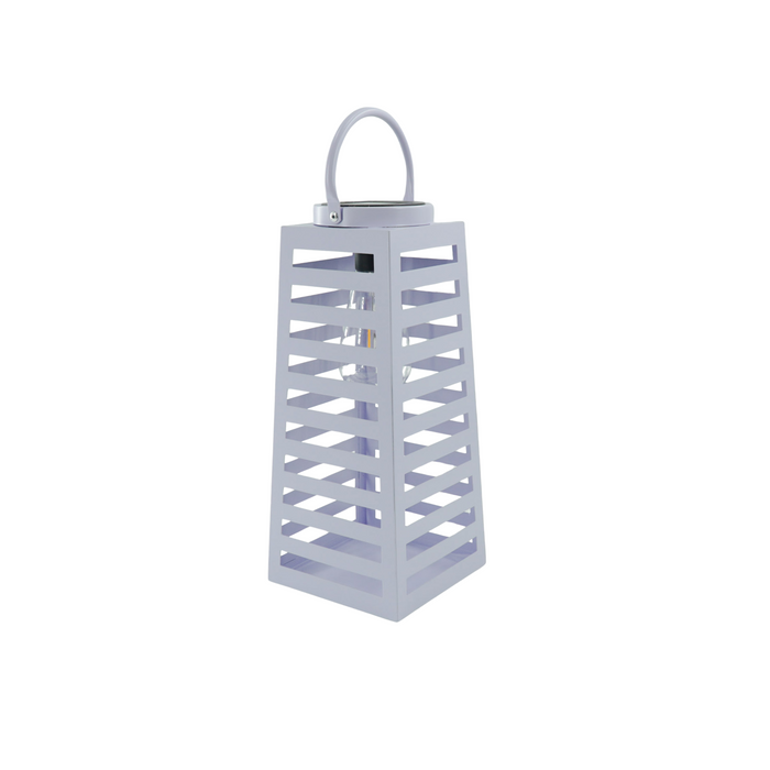 Lamp- Lantaarn/ Windlicht - Solar - Metaal - Lila - 14x14x32,5cm
