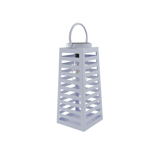 Lamp- Lantaarn/ Windlicht - Solar - Metaal - Lila - 14x14x32,5cm