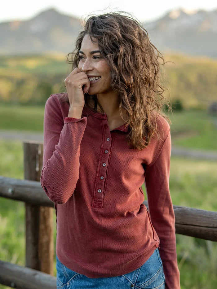 Layer Up Ribbed Henley - Red Clay-view 1