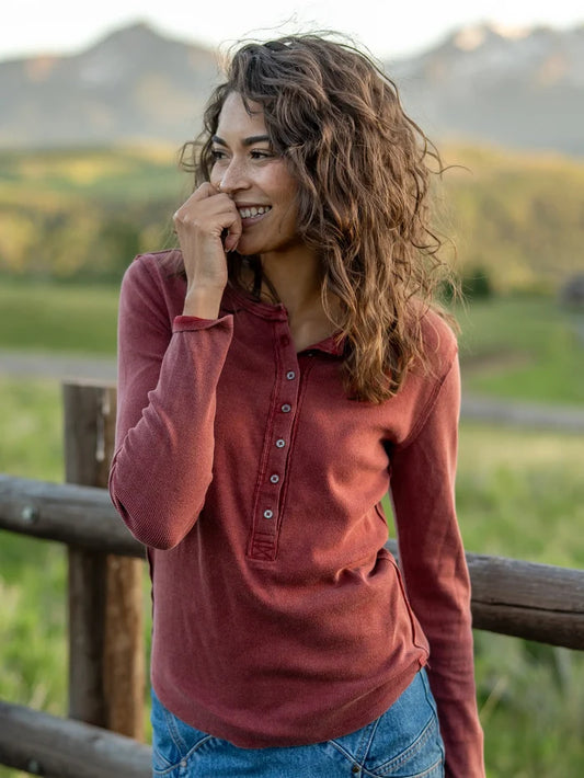 Layer Up Ribbed Henley - Red Clay-view 1