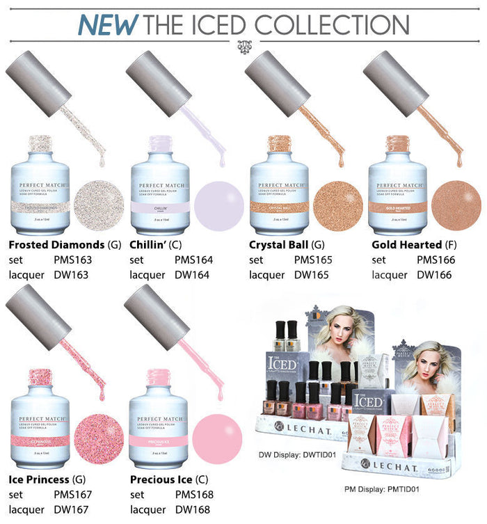 LeChat Perfect Match Manicure pedicure Soak off gel + Nail polish *THE ICED* Collection