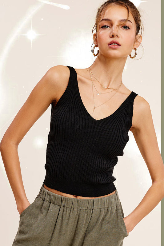 Light Weight Ribbed Knit Sleeveless Top