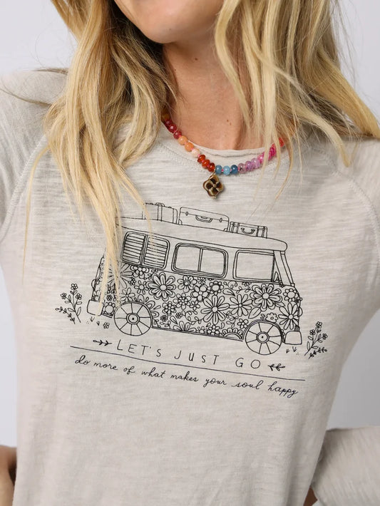 Lily Cotton Long Sleeve Tee Shirt - Moonstone Van-view 1