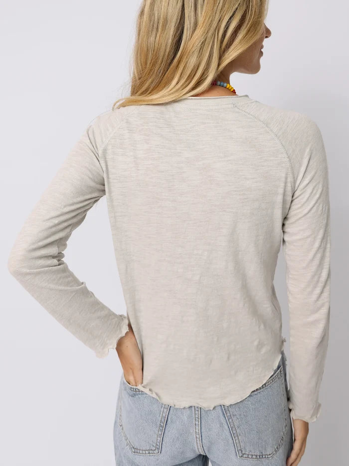 Lily Cotton Long Sleeve Tee Shirt - Moonstone Van-view 3