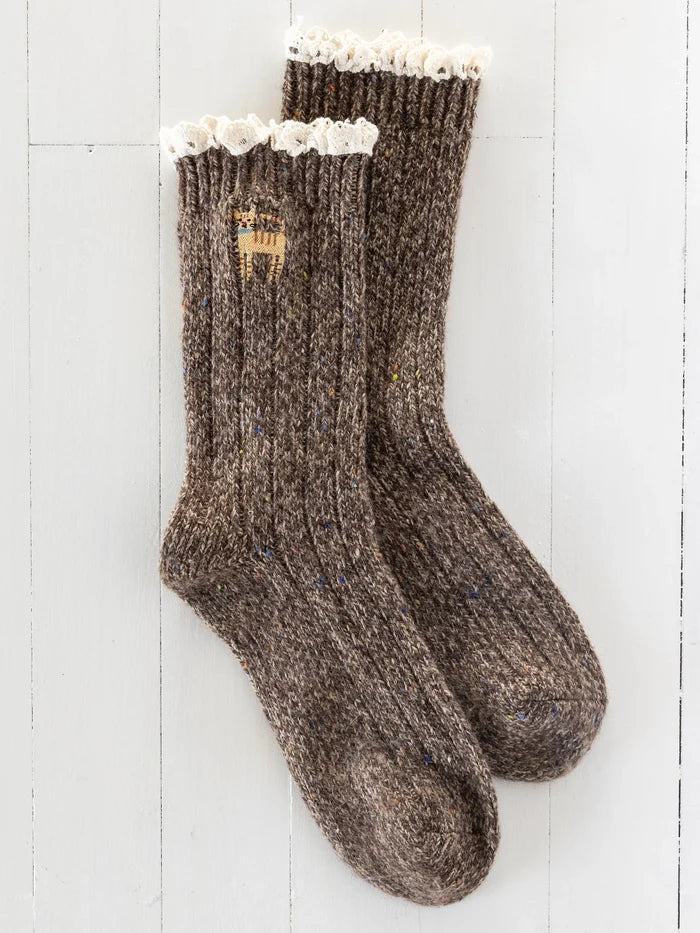 Little Things Embroidered Socks - Cat-view 2