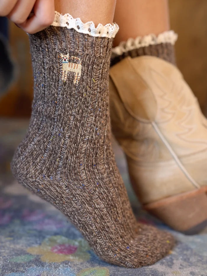 Little Things Embroidered Socks - Cat-view 4